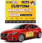 Personalized Magnetic Signs for Vehicles 2 Pack - 18”x24” Thick Vinyl Car Magnet Signs with Images, Text, Logo - Custom Car Magnets for Businesses & Event Promotions - Customized Magnetic Truck Signs