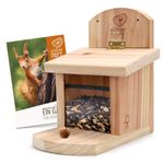 Wildtier Herz Squirrel Feeder - Feeding Station for Red Squirrels Stable Design - Natural Wood Untreated Weatherproof - Hanging Feeding Station, Squirrel Table, Squirrel Feeders for Garden