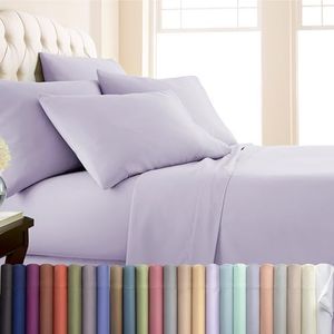 Southshore Fine Living, Inc. 7-Piece 16 Inch Deep Pocket Split King Size Sheets Set, Soft Wrinkle Free Microfiber Bedsheets, Light Purple Pet Hair Resistant Sheets Set Split King - Evening Haze