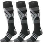 Welwoos Merino Wool Ski Socks for Mens Womens Thermal Winter Thick Warm Long Socks for Skiing Outdoor Sports Snowboarding 3 Pairs Gifts Stocking Stuffers for Men Women (Black,L)