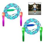 iPobie 2 Pcs LED Light Up Skipping Ropes,2 in 1 Fitness Jump Rope for Kids Adults Party, Keeping Fit, Weight Loss