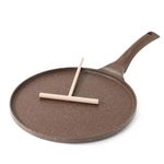 SENSARTE 26 cm Pancake Pan with Non-Stick Swiss Granite Coating - Induction Compatible - Crepe Pan with Dough Spreader - Comfortable and Ergonomic Handle