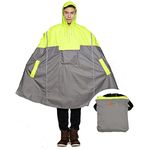 SudaTek Neuf léger Cyclisme Vélo de Cape de Pluie à Capuche imperméable avec Bandes réfléchissantes, Mixte, Jaune Fluo, One Size fit for All