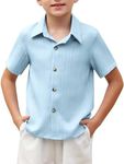 Arshiner Boys Casual Blue Shirts Short Sleeve Button Down Hawaiian Shirts for Boys Size 8