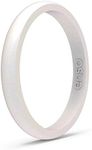 Enso Rings Halo Birthstone Silicone Ring – Minimalist Stackable Wedding Engagement Band – 2.54mm Wide, 1.5mm Thick – Opal-Colored, Size 10