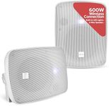 Pyle Indoor Outdoor Wireless Bluetooth Speaker System-2-Way Active/Passive Pair - 5.25in, LED Lights,600Watt Peak Power,Weatherproof,Wall/Ceiling Mounted Speakers w/Metal Grill, Universal Mount-White