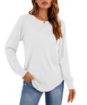 YSYOKOW Womens Long Sleeve T Shirts Casual Tops Dressy Fashion Blouses Tunics for Leggings(White, Small)