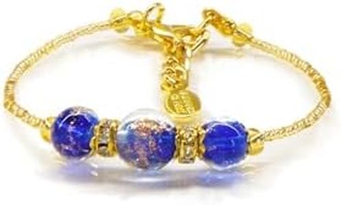 Sospiri Venezia - Bracciale da Donna con 3 Perle di Vetro Murano, Braccialetto Originale, Gioiello Ideale per Regalo, Made in Italy con Certificato (blu)