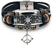 Giwotu Womens Mens Creative Trendy Multi-layer Scorpion Bracelet Men Simple Personality Making Black Genuine Leather Men Charm Bracelets, 10 inch, Leather