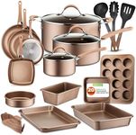 Nutrichef 20 Piece Professional Home Kitchen Cookware and Bakeware, Pots and Pans Set Non Stick Kitchenware, Cool-Touch Handles, Non Toxic, Safe for Gas, Electric, Induction Cooktops, Easy Clean