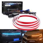 GZRUICA Car Hood Light Strip 200CM Exterior Car LED Strip Lights for Hood Flexible Waterproof Dynamic Scan Ice Blue&Amber Switchback Sequential Turn Signal DC12V Daytime Running Light for Trucks