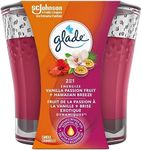 Glade Scented Candle, 2-in-1 Vanilla Passionfruit and Hawaiian Breeze, 1-Wick Candle, Air Freshener Infused with Essential Oils for Home Fragrance, 1 Count