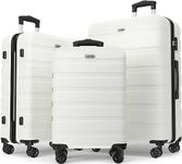 Luggage Sets 3 Piece AnyZip PC ABS Hardside Suitcase with 4 Universal Wheels TSA Lock Carry On 20 24 28 Inch (White)