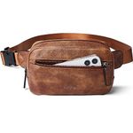 LATMAP 2L Bumbag Fanny Packs for Women Man Belt Bag Small Fashion Crossbody Bag Waist Pack Faux Leather Waterproof Chest Bag Trendy Brown