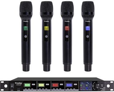 Kingdom 4 Handheld Wireless Microphone System, UHF Cordless Mic Set with Receiver, Long Range Stable Signal, Rechargeable Dynamic Mics for Karaoke, Singing, DJ, Church, Stage, Party & PA System