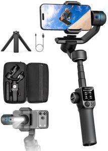 AOCHUAN Smart S3 Gimbal Stabilizer for iPhone &Android w/Built-in Dual AI Tracking Cameras, Touchscreen Phone Gimbal w/Extension Rod, 360° Infinite Rotation, Fill Light, for TikTok, Vlog, Live Stream