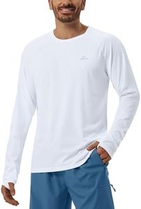 Willit Men's UPF 50+ Sun Shirts Long Sleeve UV SPF Lightweight Quick Dry Shirts Swim Hiking Fishing Travel Running T-Shirts White XXL