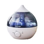 Silentnight 37719 1L Dew Drop Humidifier/Aroma Diffuser/Night Light Function/Quiet and Compact / 18 Mist Output Levels, 20 W, White, Blue