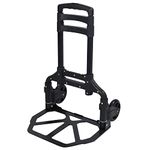 RedSwing Folding Hand Truck, 165lbs Portable Aluminium Hand Cart with Bungee Cord and Telescoping Handle, Heavy Duty Dolly with 2 Wheels for Moving Travel, Black