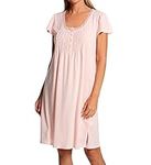 Miss Elaine Women's SilkyKnit Short Gown, Short Sleeve, Peach, S