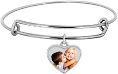 PicturesOnGold.com Expandable - Photo Charm Heart Expandable Bracelet - Stainless Steel