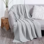 DOZ Waffle Bed Blanket, 50% Viscose Derived from Bamboo and 50% Cotton Blend