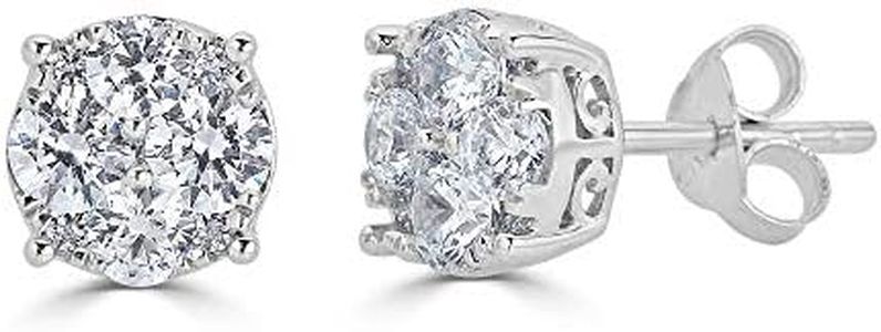 Women Round Diamond Stud Earrings Set In 925 Sterling Silver | Natural or Lab Grown | White or Yellow | Independent Lab Certified | Hypoallergenic (0.50 Carats TW, 925 Silver (NATURAL DIAMOND))