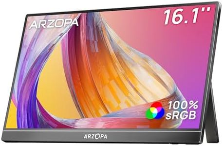 ARZOPA 16.1" Portable Monitor, 1920×1080 FHD IPS 100% sRGB Tragbarer Monitor für Laptop mit Einzelstange, Unterstützt HDMI/Typ-C/USB-C, Augenschutz-Gaming-Bildschirm für Laptop/PC/Mac/PS3/4/5/Xbox