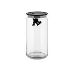 Alessi AMDR06 B Glass Gianni Jar A Little Man Holding On Tight Large Kitchen Box with Hermetic Lid in Thermoplastic Resin, Black, 140 cl