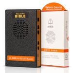 Spanish Talking Bible - Electronic Bible/Biblia Audio Player in Spanish/Español for Seniors and The Blind, Solar Powered & USB Rechargeable, Santa Biblia - La Palabra de Dios para Todos, Black