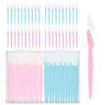 40 Pcs Eyebrow Razor BEoffer Eye Brow Trimmer Shaver Facial Face Hair Remover Exfoliating Dermaplaning Tool Kit Stainless Steel Blades with Cap Eyebrow Shaper for Women Men Makeup (40pcs Blue Pink)