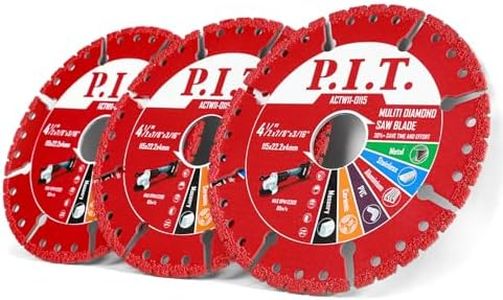 P.I.T. 4 1/2 Inch Metal Cutting Disc with Long Life 5000+ Cuts, 7/8" Arbor Vacuum Brazed Diamond Angle Grinder Blade for Rebar, Angle Iron,Stainless Steel