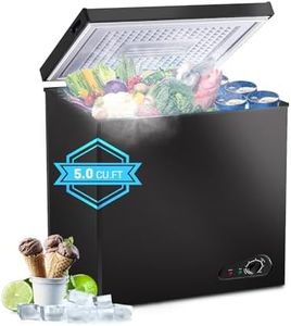 Small Deep Freezer 5.0 Cu.Ft Mini Chest Freezer with 2 Removable Baskets & 6 Level Adjustable Thermostat (Down to -18°F)& Front Defrost Water Drain, Mini Compact Freezer Suitable for Dorm/Home, Black