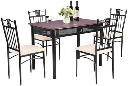 Giantex 5 Pieces Dining Table Set, Modern Kitchen Table Set for 4 Person, Rectangular Table w/ 4 Upholstered Chairs, Bistro Table Set for Home, Coffee Shop & Restaurant, Black