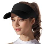 LADES Sun Sports Visor-Golf Beach Visor Cap UV Protection Adjustable Hat for Women Black