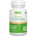 Super B-Complex - High Absorption Methylated B Vitamins, Clean Label, Sustained Release - Complete Spectrum of B Vitamins with Folate, Boosted B12 & Vitamin C, 60 Tablets, by Igennus