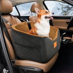 Dog Car Seat for Small Dogs, Memory Foam Booster Dog Seat for Dogs up to 15kg, Elevated Pet Car Seat, Travel Safety Car Seat with Washable Removable Cover, Storage Pockets(Blackbrown)