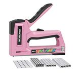 WORKPRO Heavy-Duty Staple Gun Kit, 6-in-1 Pink Manual Hand Brad Nailer with 4000pcs Staples, Portable Stapler for Upholstery, Material Repair, Decoration, DIY, Furniture, Doors and Windows, Carpentry