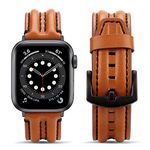 Tasikar Straps Compatible with Apple Watch Strap 49mm 46mm 45mm 44mm 42mm for Apple Watch Ultra Series 10 9 8 7 6 5 4 3 2 1 SE, Genuine Leather Replacement Band for Men Women (Dark Brown)