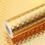 Inllex Aluminum Foil Self Adhesive DIY Kitchen Anti Oil Contact Paper Peel Stick Wall Stickers Waterproof Wallpaper Decal Stove Cabinets Sticker Drawer Shelve Liner Gold- 2m