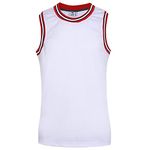 Pullonsy Men's Blank Basketball Jerseys Mesh Athletic Sports Shirts Plain Performance Team Uniforms, White, Medium