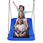 Costzon 700 lbs Giant 60'' Skycurve Platform Saucer Tree Swing Set for Kids and Adult, Indoor/Outdoor Swing w/Oxford Fabric, Adjustable Hanging Ropes, Suitable for Park, Playground, Backyard (Blue)