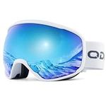 Odoland Ski Goggles - OTG Snowboard Goggles for Men and Women - Anti-Fog UV400 Protection and Helmet Compatible, Blue VLT 15%