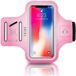 TRIBE Water Resistant Cell Phone Armband for iPhone 8, 7, 7S, 6, 6S, SE, 5 and Samsung Galaxy S9, S8, S7, S6 Phones with Adjustable Elastic Velcro Band & Key Holder for Running, Walking