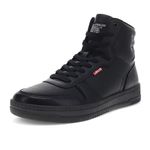 Levi's Mens Drive Hi Vegan Synthetic Leather Casual Hightop Sneaker Shoe, Black Monochrome, 8