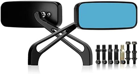 LKV Motorcycle Rear view Side Mirrors with 8MM 10MM Bolt,Rectangle Side Mirror Universal For Harley Softail Sportster Honda Kawasaki Suzuki Street Bike Cruiser Scooter Mirror