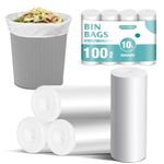 PANSUN Selected 100 Counts Small Bin Bags, 10L Pedal Trash Can Bin Liners for Bathroom,kitchen,Unscented White Garbage Bags