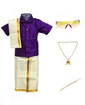 Bhandari Fashion Boys Traditional Dhoti & Shirts for Boy Kids with Chain, Pendant, Sunglasses Accessories| Ethic Wear for Wedding, Birthday, Festival-(Voilet, 9-10 Years)