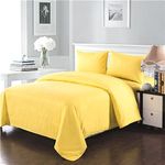 Tache Yellow Duvet Cover Full Size, 3 Pieces Cotton Solid Light Banana Pastel Yellow Comforter Cover Set with Zipper Closure