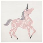 SAFAVIEH Carousel Kids Collection 5'3" x 5'3" Square Ivory/Pink CRK163A Unicorn Non-Shedding Nursery Playroom Area Rug